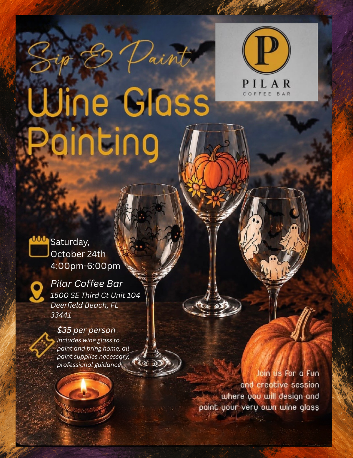 Halloween Wine Glass Painting (October 24)