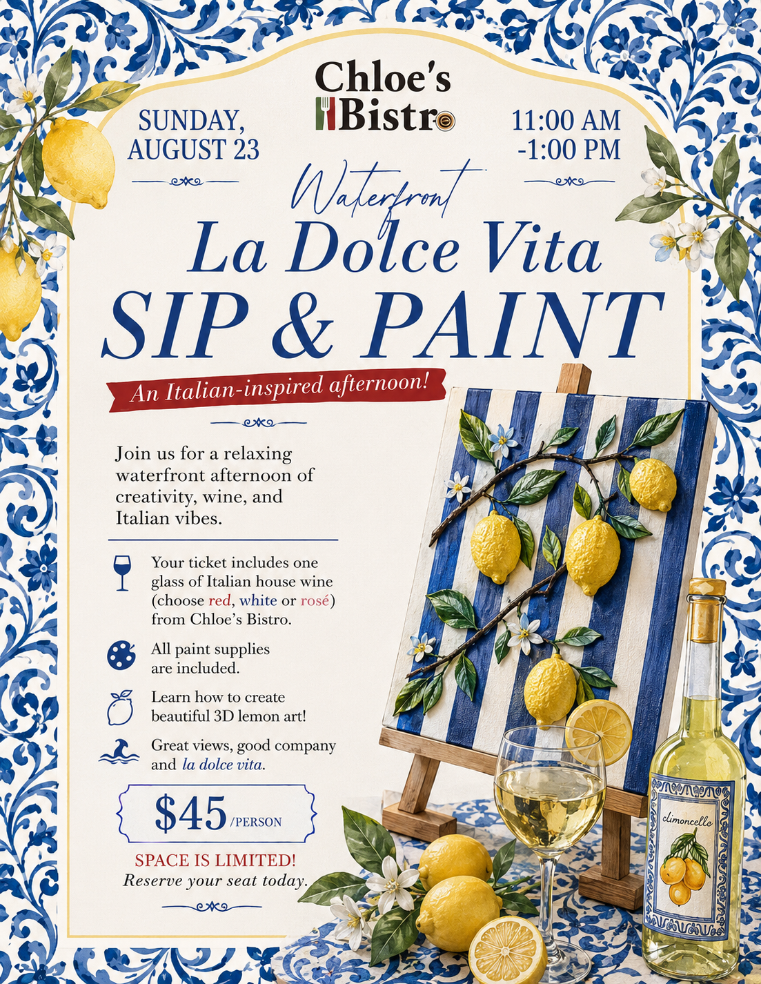 La Dolce Vita Sip & Paint | Chloe’s Bistro (August 23)