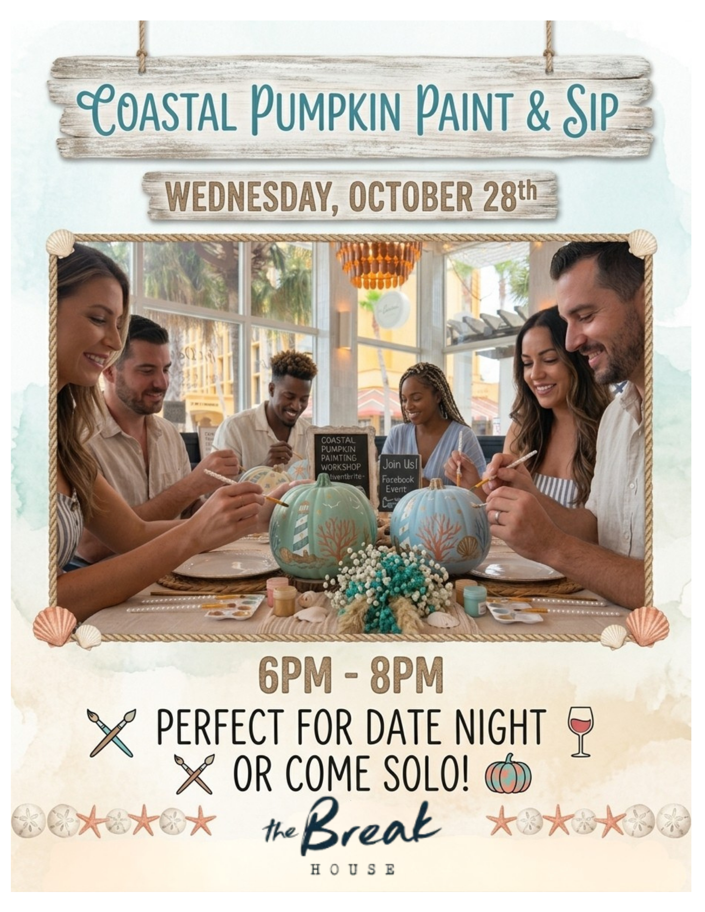 Coastal Pumpkin Paint & Sip Date Night (October 28)