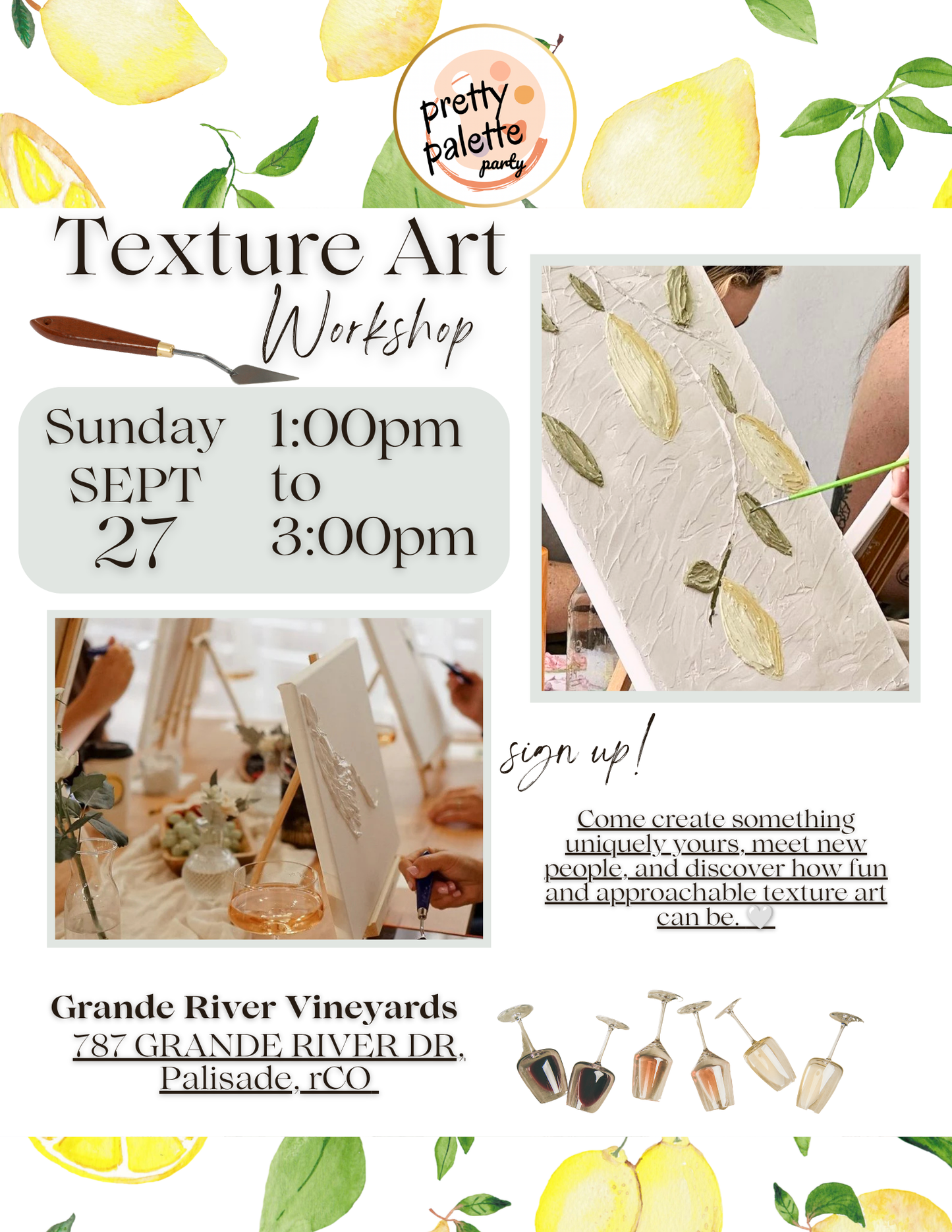 Texture Art Workshop at the Vineyard (September 27)